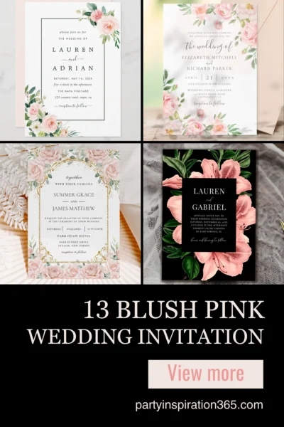 Blush pink wedding invitation design with soft pastel tones and romantic floral accents