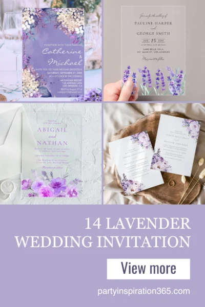 Lavender wedding invitation design with soft pastel colors and elegant floral details