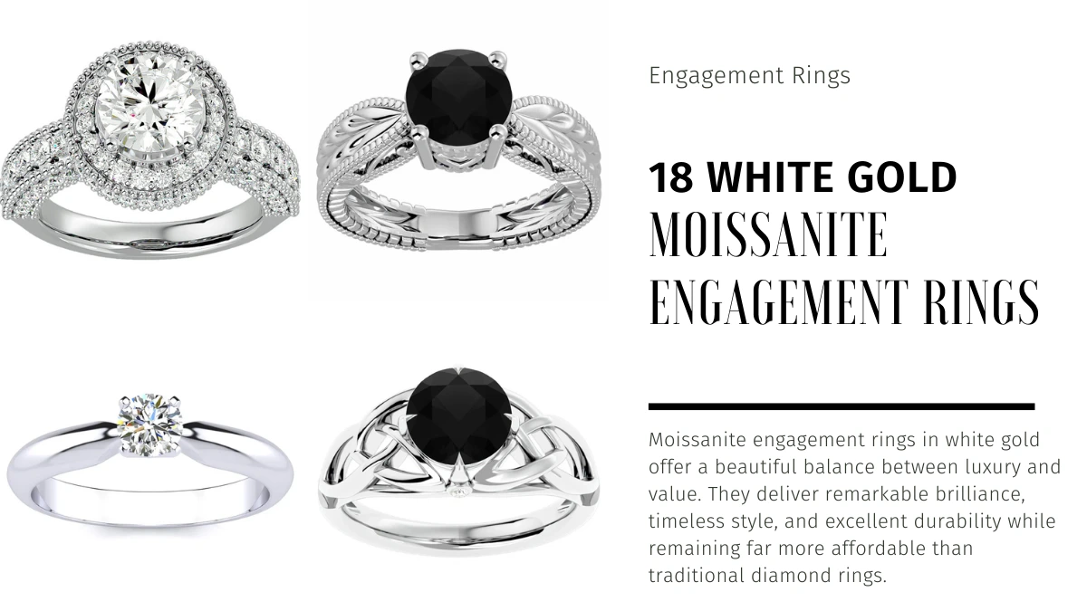 Moissanite Engagement Rings in White Gold