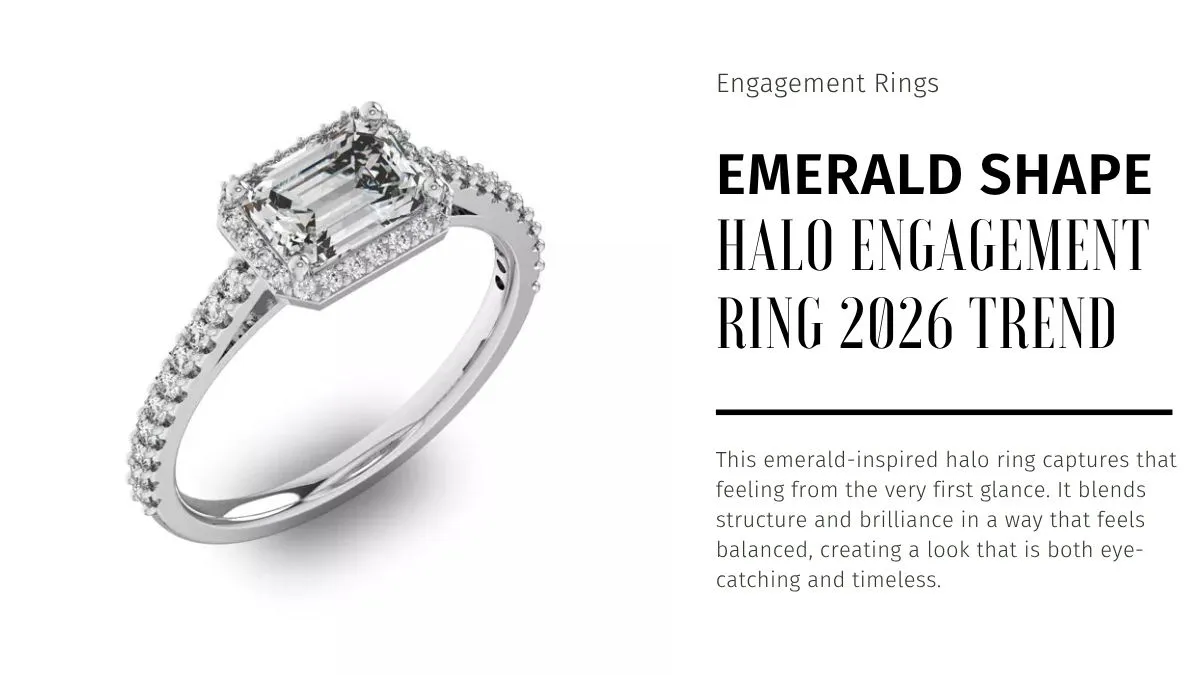 Emerald Shape Halo Engagement Ring 2026 Trend