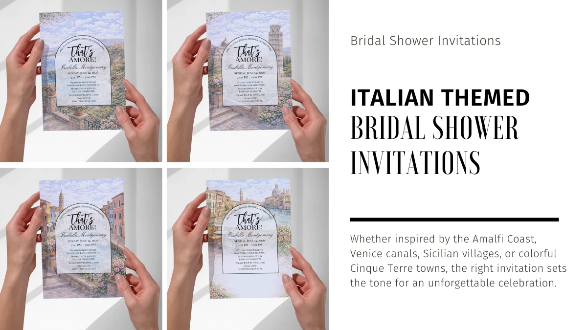 Italian Themed Bridal Shower Invitations